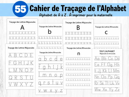 Fiches de Traçage de l'Alphabet — 55 Pages à Imprimer