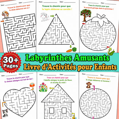 Labyrinthes Amusants pour Enfants — 33 Pages à Imprimer