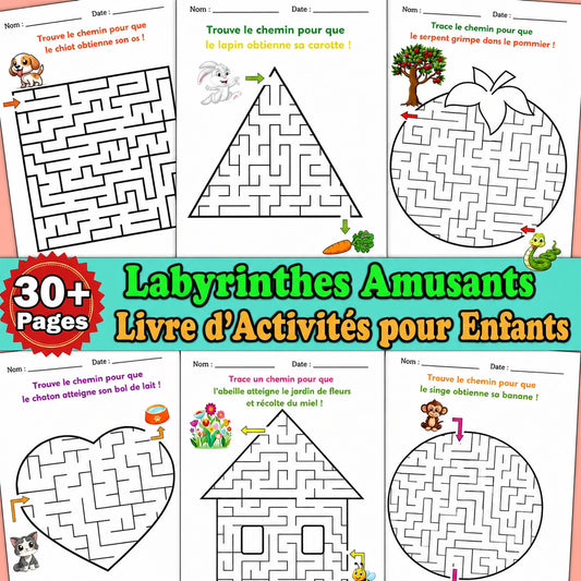 Labyrinthes Amusants pour Enfants — 33 Pages à Imprimer