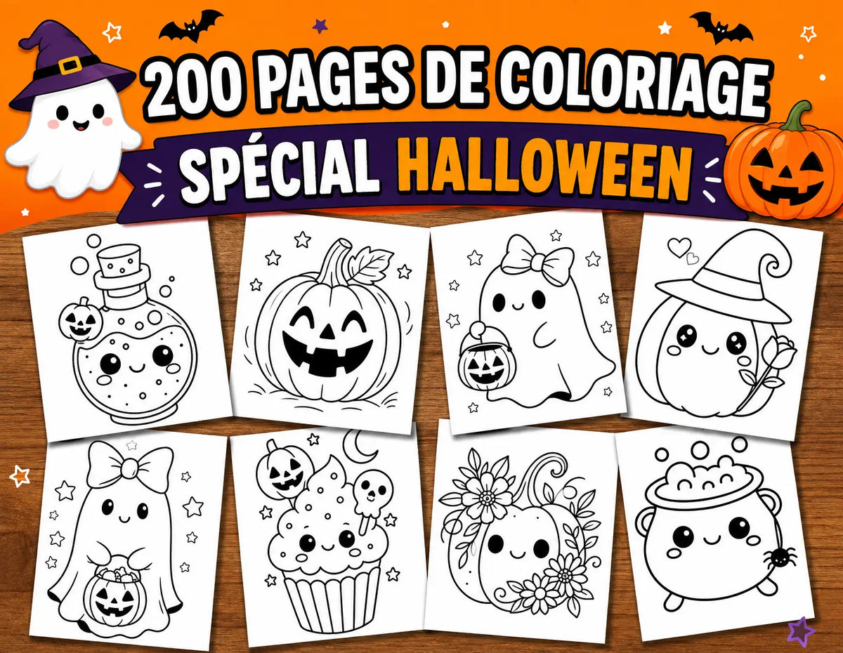 200 coloriages Halloween à imprimer pour enfants – fantômes, citrouilles et sorcières