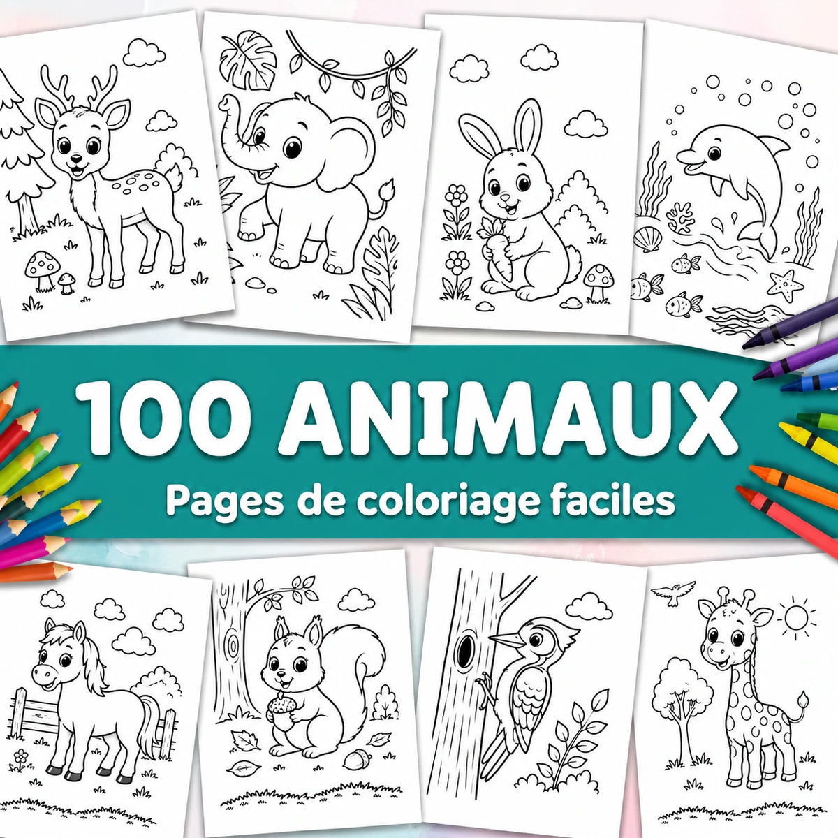 100 coloriages d'animaux à imprimer pour enfants