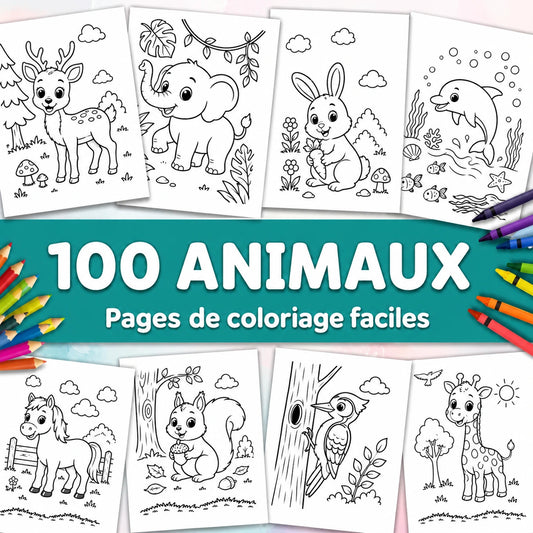 100 coloriages d'animaux à imprimer pour enfants