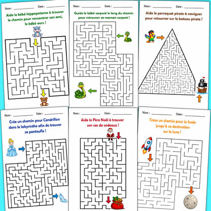 Labyrinthes Amusants pour Enfants — 33 Pages à Imprimer