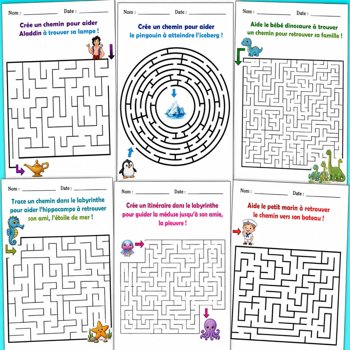 Labyrinthes Amusants pour Enfants — 33 Pages à Imprimer