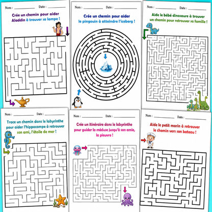 Labyrinthes Amusants pour Enfants — 33 Pages à Imprimer