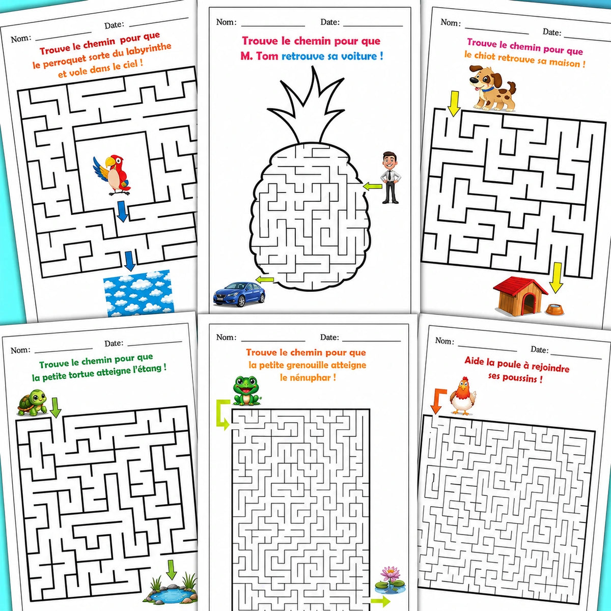 Labyrinthes Amusants pour Enfants — 33 Pages à Imprimer