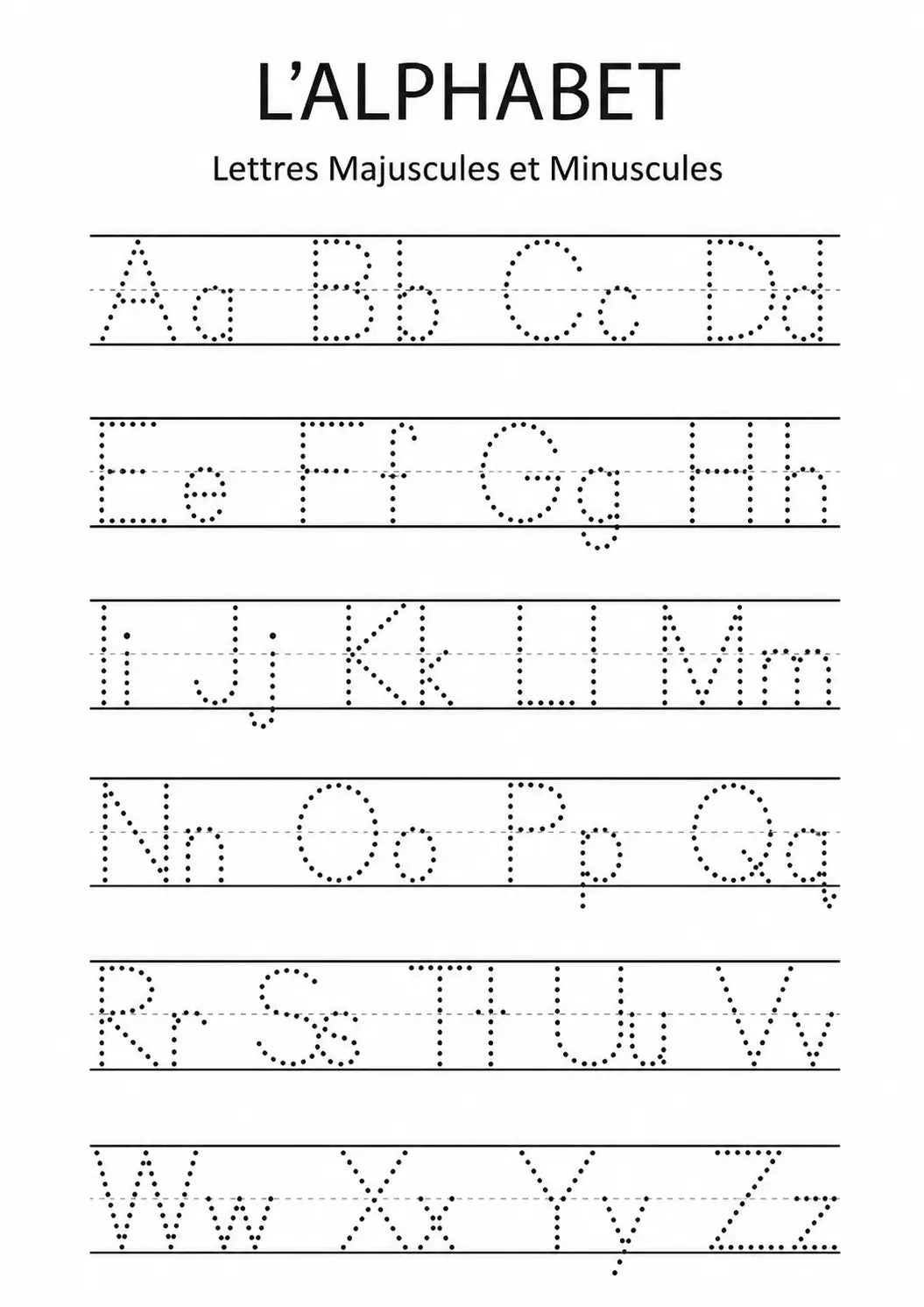 Fiches de Traçage de l'Alphabet — 55 Pages à Imprimer