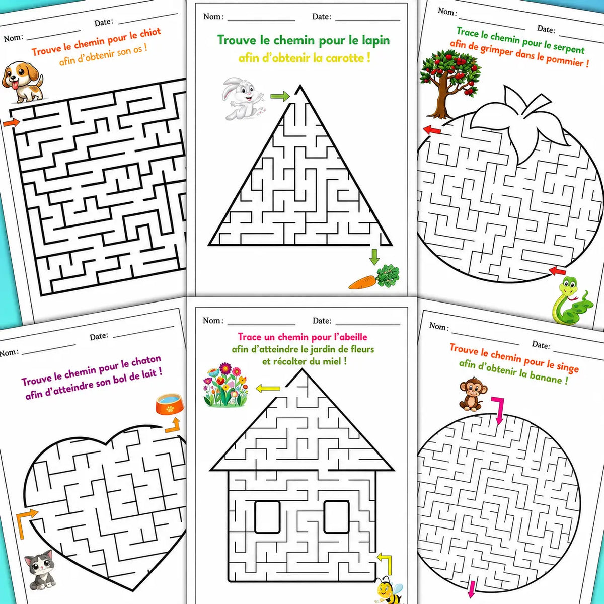Labyrinthes Amusants pour Enfants — 33 Pages à Imprimer