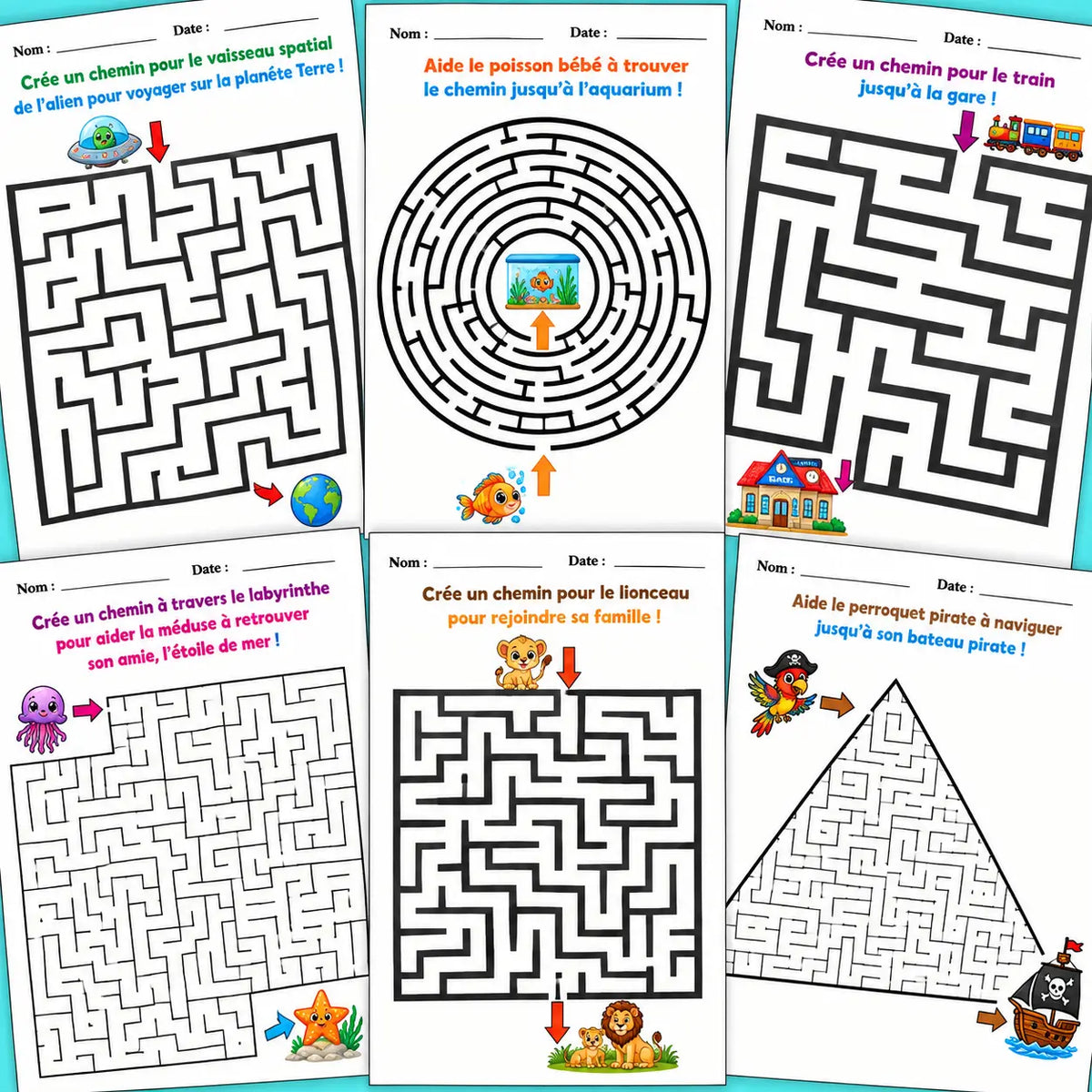 Labyrinthes Amusants pour Enfants — 33 Pages à Imprimer