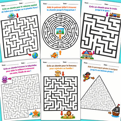 Labyrinthes Amusants pour Enfants — 33 Pages à Imprimer