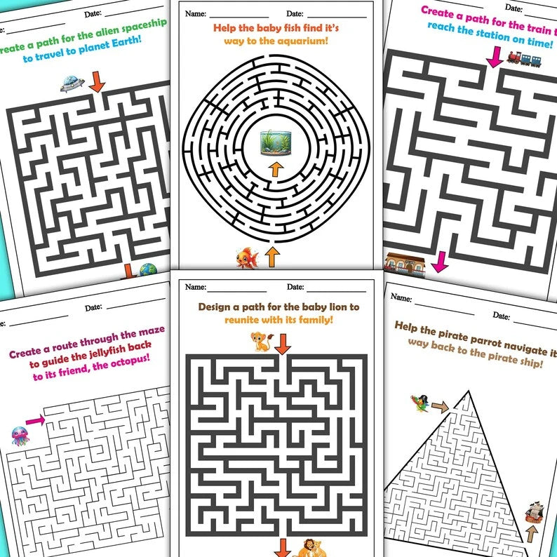 Labyrinthes Amusants pour Enfants — 33 Pages à Imprimer