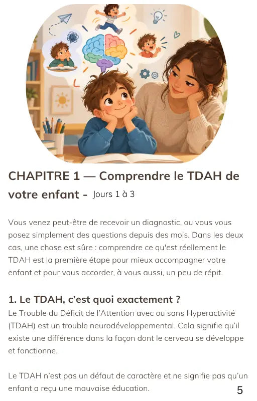 Chapitre sur le TDAH chez l’enfant avec une mère et son enfant