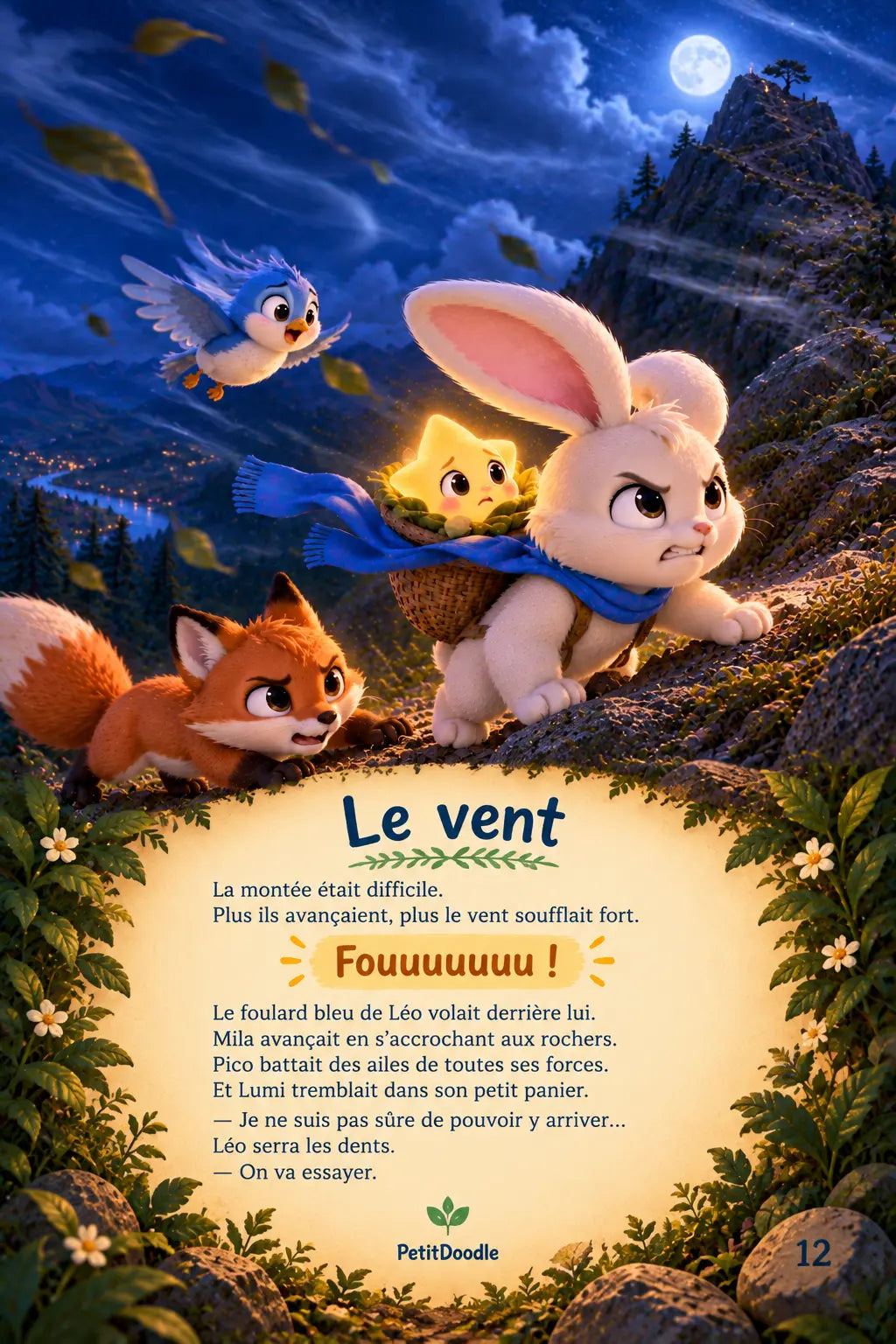 Illustration de Léo et ses amis dans une histoire pour enfants de 3 à 6 ans
