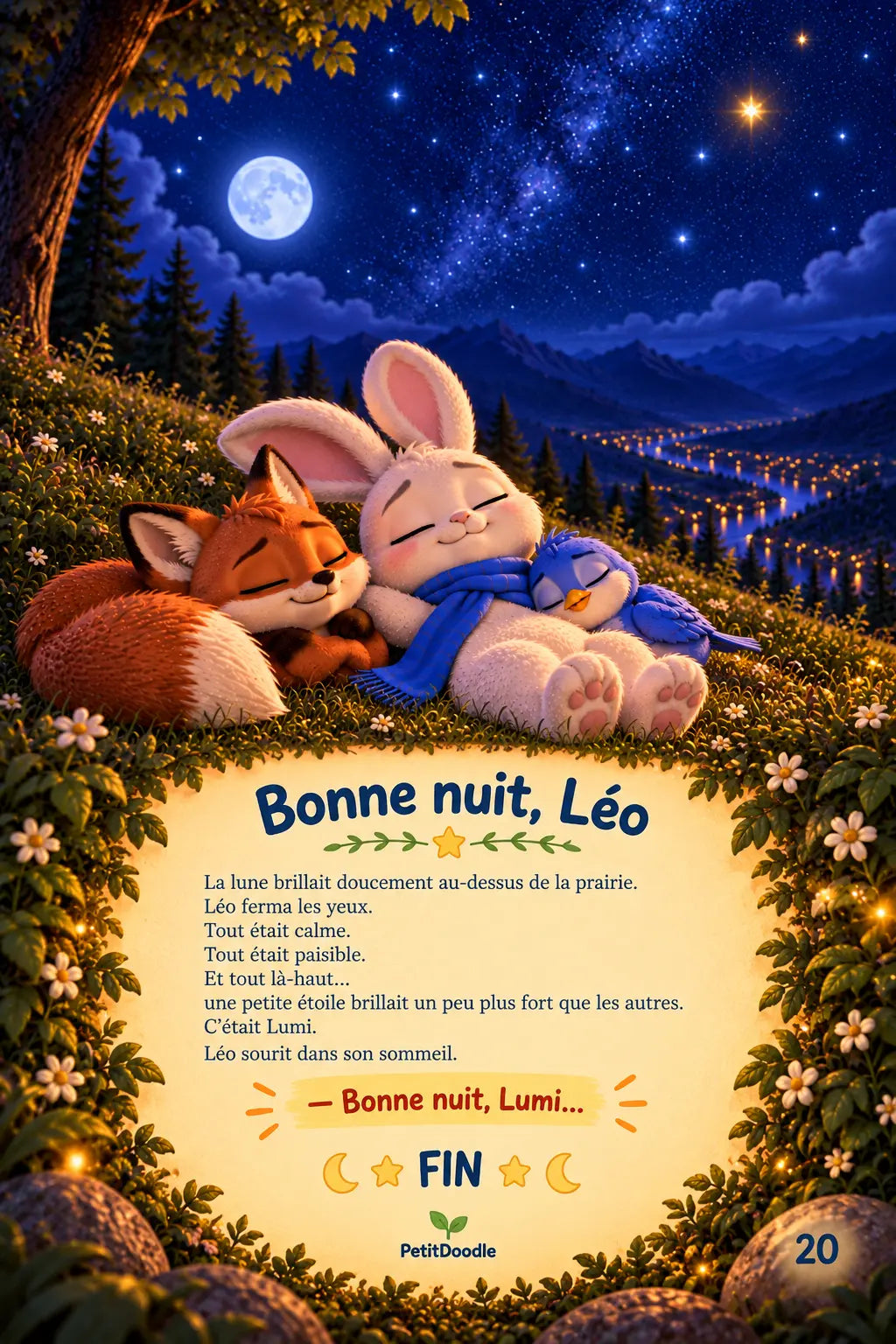 Page finale de Léo et la petite étoile perdue – histoire pour enfant