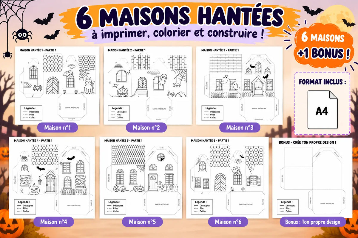 Loisir créatif Halloween pour enfants avec un village hanté en papier