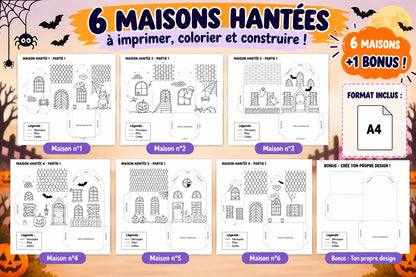 Loisir créatif Halloween pour enfants avec un village hanté en papier